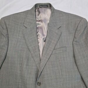 100% Wool IZOD Mens 44S Gray Houndstooth Blazer Sport Coat Classic 2 Button